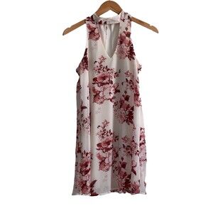 Francesca's Mi Ami Floral Cutout Shift Dress White Red Size Extra Small XS
